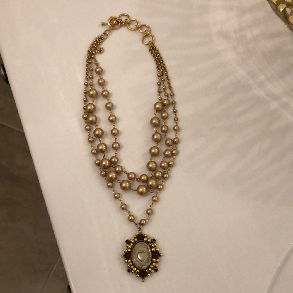 Virgin Angel and Saints Gold tone necklace